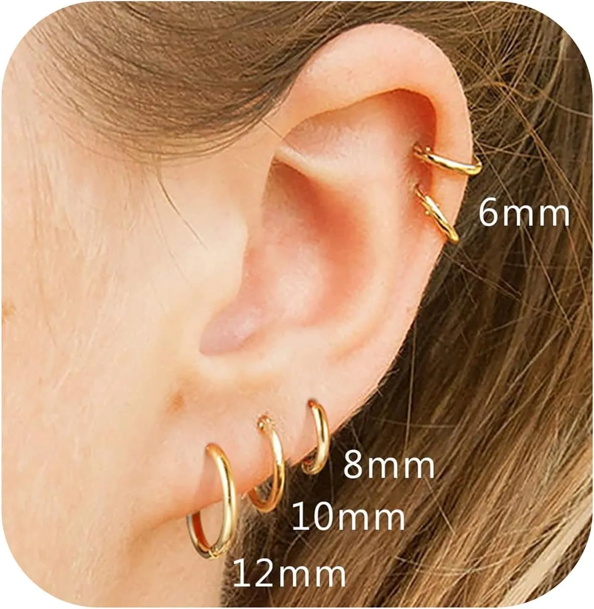 316L Surgical Steel Hoop Earrings, 6mm-20mm Huggie Earrings Men Hypoallergenic, Small Sleeper Mens Hoop Earring Cartilage Earring for Women 20G 18G