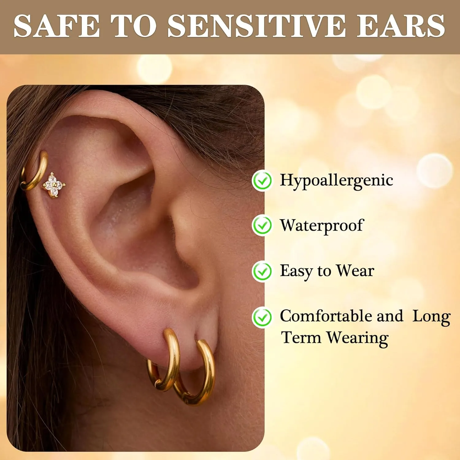 316L Surgical Steel Hoop Earrings, 6mm-20mm Huggie Earrings Men Hypoallergenic, Small Sleeper Mens Hoop Earring Cartilage Earring for Women 20G 18G