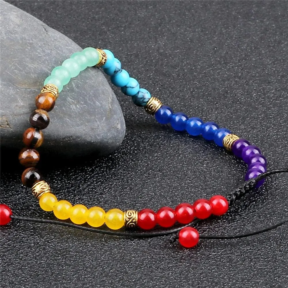 4mm/6mm Natural Stone Bead Bracelet Lucky Chakra Handmade Multicolor Beaded Yoga Bracelets for Men Women Friendship Jewelry Gift-6mm Braided Bracelet_China