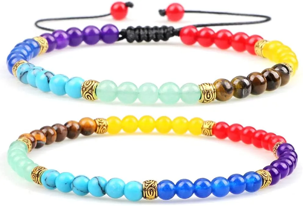 4mm/6mm Natural Stone Bead Bracelet Lucky Chakra Handmade Multicolor Beaded Yoga Bracelets for Men Women Friendship Jewelry Gift-6mm Braided Bracelet_China