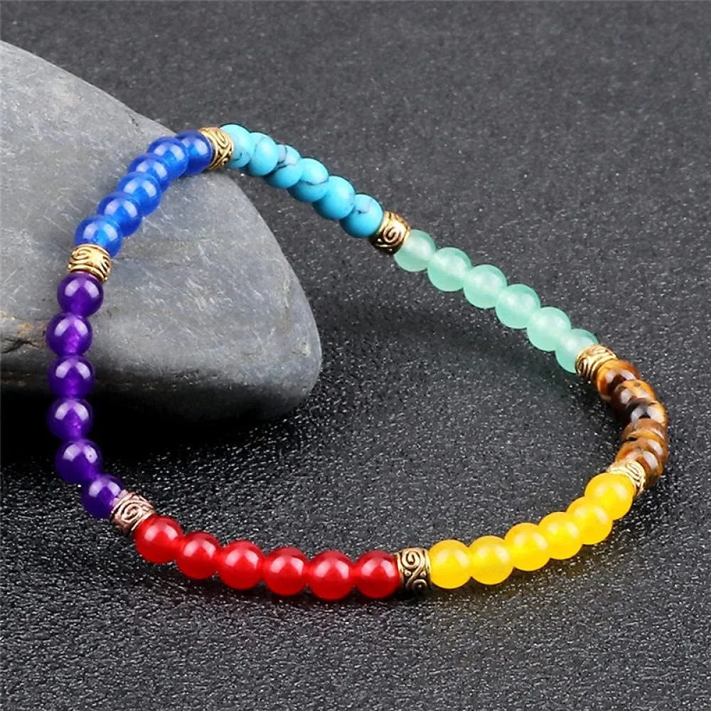 4mm/6mm Natural Stone Bead Bracelet Lucky Chakra Handmade Multicolor Beaded Yoga Bracelets for Men Women Friendship Jewelry Gift-6mm Braided Bracelet_China