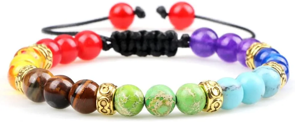 4mm/6mm Natural Stone Bead Bracelet Lucky Chakra Handmade Multicolor Beaded Yoga Bracelets for Men Women Friendship Jewelry Gift-6mm Braided Bracelet_China
