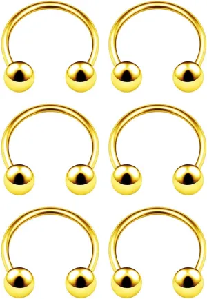 6PCS Stainless Steel Horseshoe Earrings Ball Cartilage Septum Nose Lip Earrings Tragus Piercing Jewelry More Colors and Size