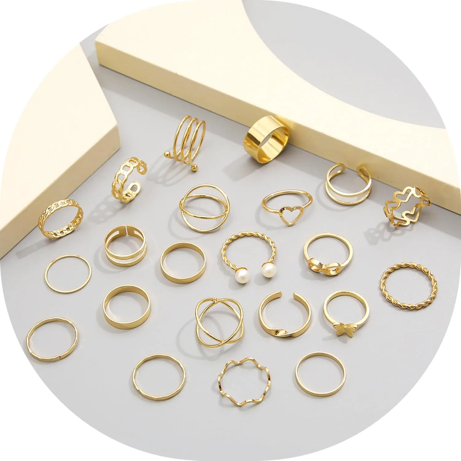 73 Pcs Gold Knuckle Rings for Women, 14K Gold Stackable Chunky Rings Pack, That Don't Tarnish Gold Rings, Vintage Boho Heart Butterfly Ring Jewelry Set