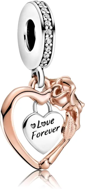 925 Sterling Silver Charms with 5A Cubic Zirconias for Bracelet Necklace Rose Flower Lucky Clover Medallion Pendant Beads Rabbit Heart Clip Murano Glass Charm Jewellery Gift for Women Girls