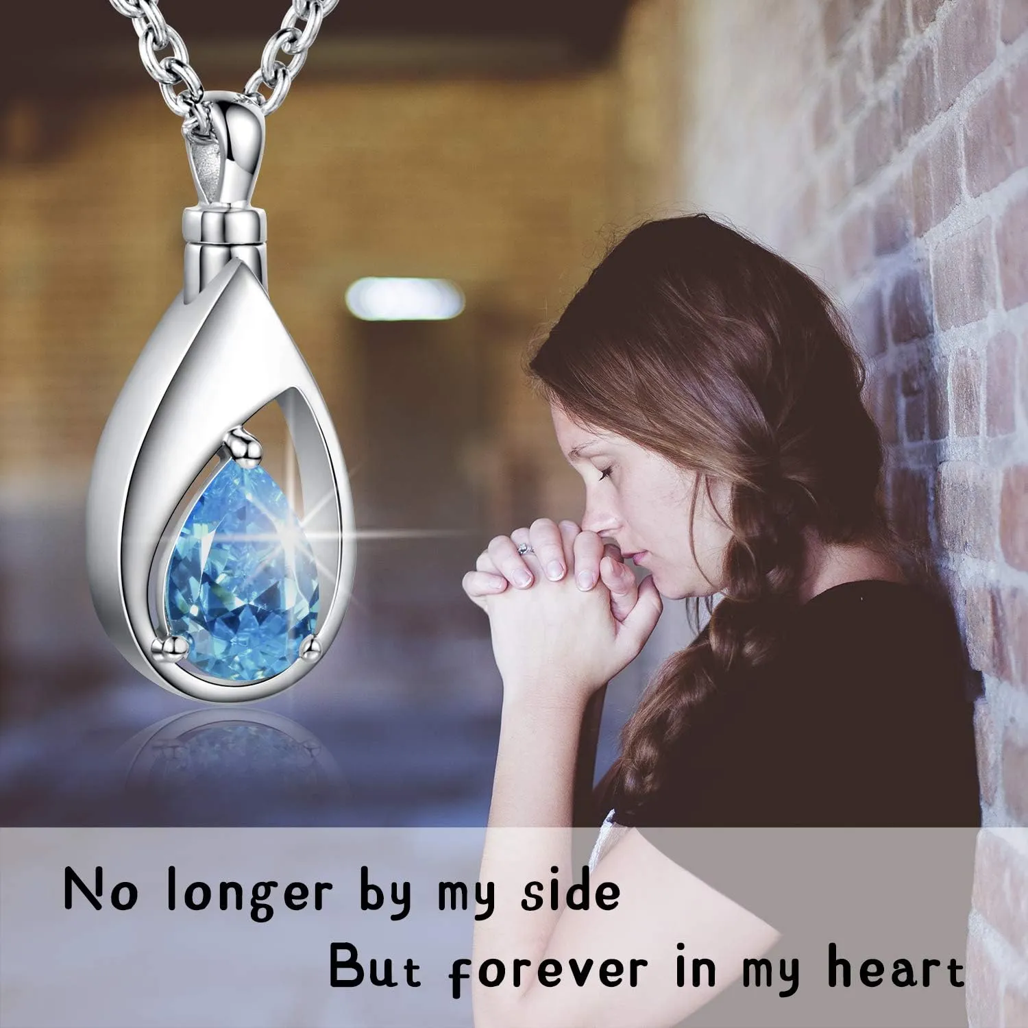 925 Sterling Silver Cremation Jewelry Memorial CZ Teardrop Ashes Keepsake Urns Pendant Necklace for urn Necklaces Ashes Jewelry Gifts