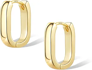 925 Sterling Silver Earrings Small Chunky Sliver Hoop Earrings for Women Trendy Hypoallergenic Small Square Thick Huggie Hoops Earing Jewelry Gifts for Women