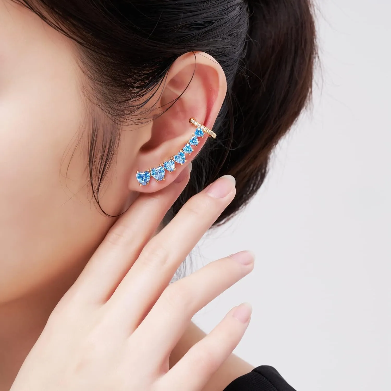 925 Sterling Silver Post Stud Earrings for Women Cartilage Ear Cuffs Hoop Climber 7 Multcolors Cubic Zirconia CZ Hypoallergenic Piercing Gifts For Her