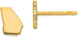 925 Sterling Silver Yellow Gold-Plated GA Small State Studs Earring - 7mm x 5mm