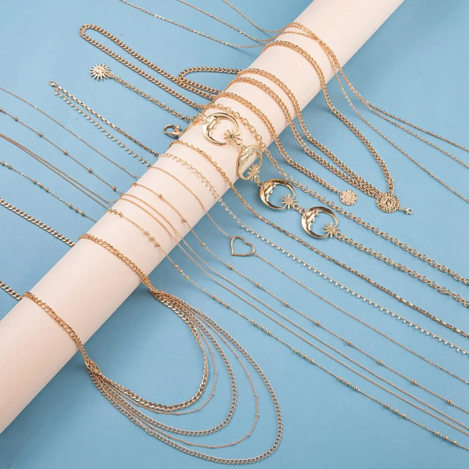 9Pcs Waist Belly Chain for Women Boho Multilayer Beach Bikini Body Chain Summer Adjustable Body Jewelry