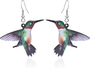 Acrylic Drop Dangle Hummingbird Bird Earrings Bohemian Animal Bird Earrings for Women Jewelry
