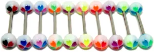 Acrylic Tongue Rings Barbells Bar 14G Clover Shape LOT of 10
