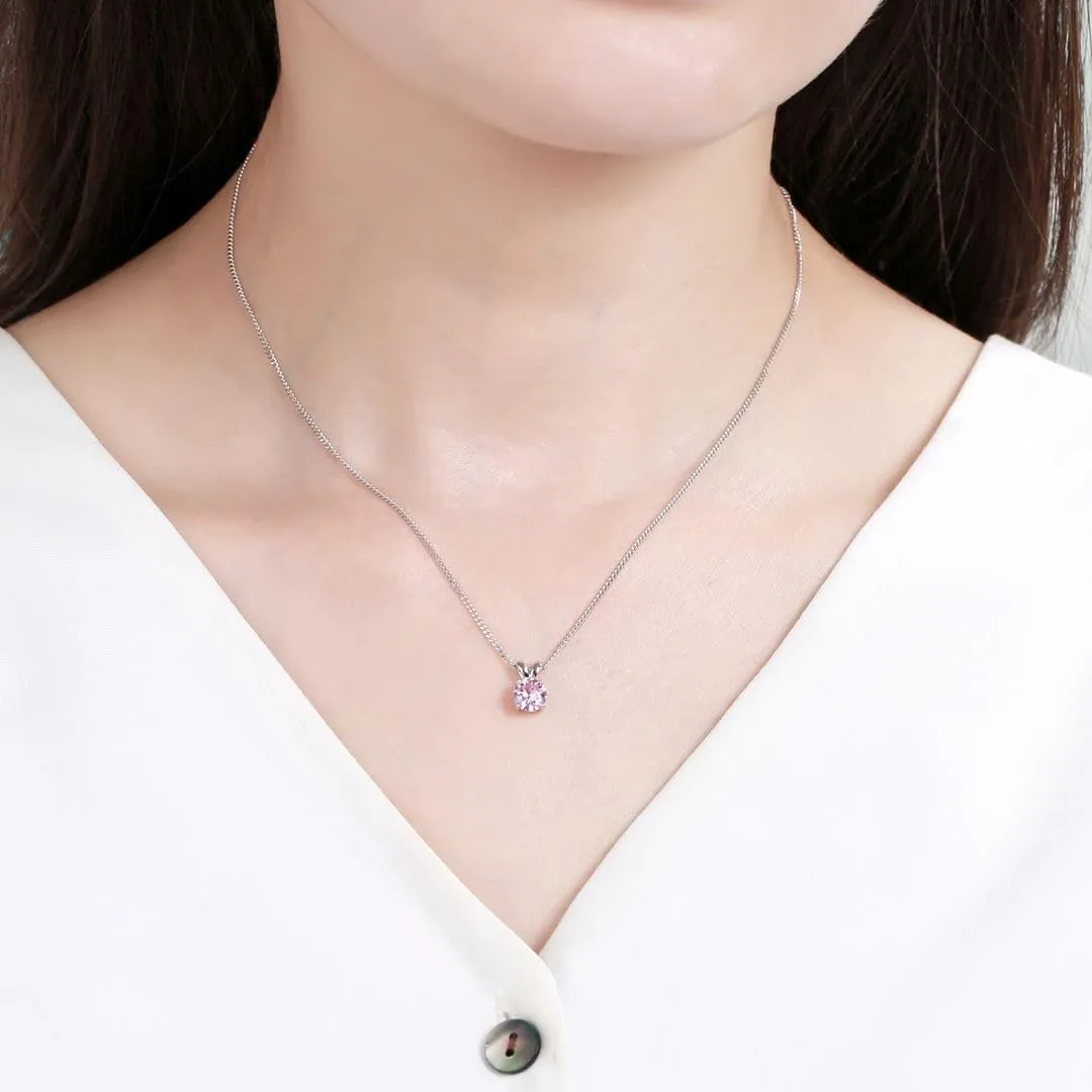 Adabele 18K White Gold Plated 925 Sterling Silver Birthstone Necklace 0.84 Carat 2 Carat Cubic Zirconia Created Diamond Gemstone Hypoallergenic Nickel Free Women Jewelry