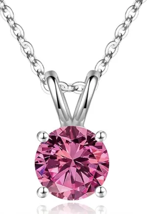 Adabele 18K White Gold Plated 925 Sterling Silver Birthstone Necklace 0.84 Carat 2 Carat Cubic Zirconia Created Diamond Gemstone Hypoallergenic Nickel Free Women Jewelry