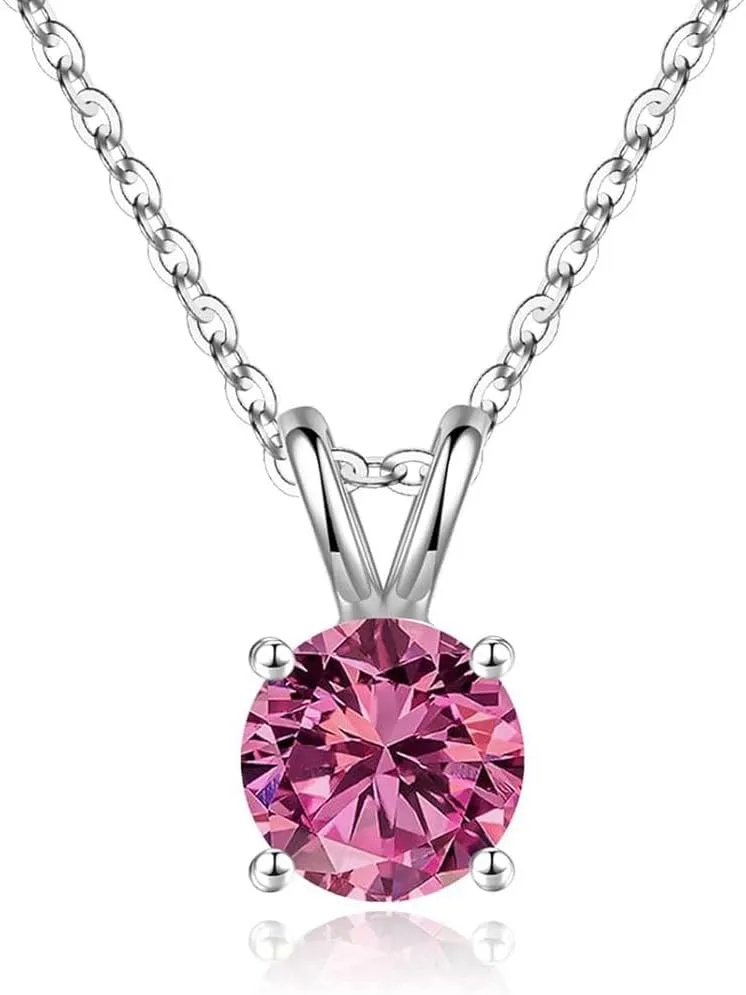 Adabele 18K White Gold Plated 925 Sterling Silver Birthstone Necklace 0.84 Carat 2 Carat Cubic Zirconia Created Diamond Gemstone Hypoallergenic Nickel Free Women Jewelry