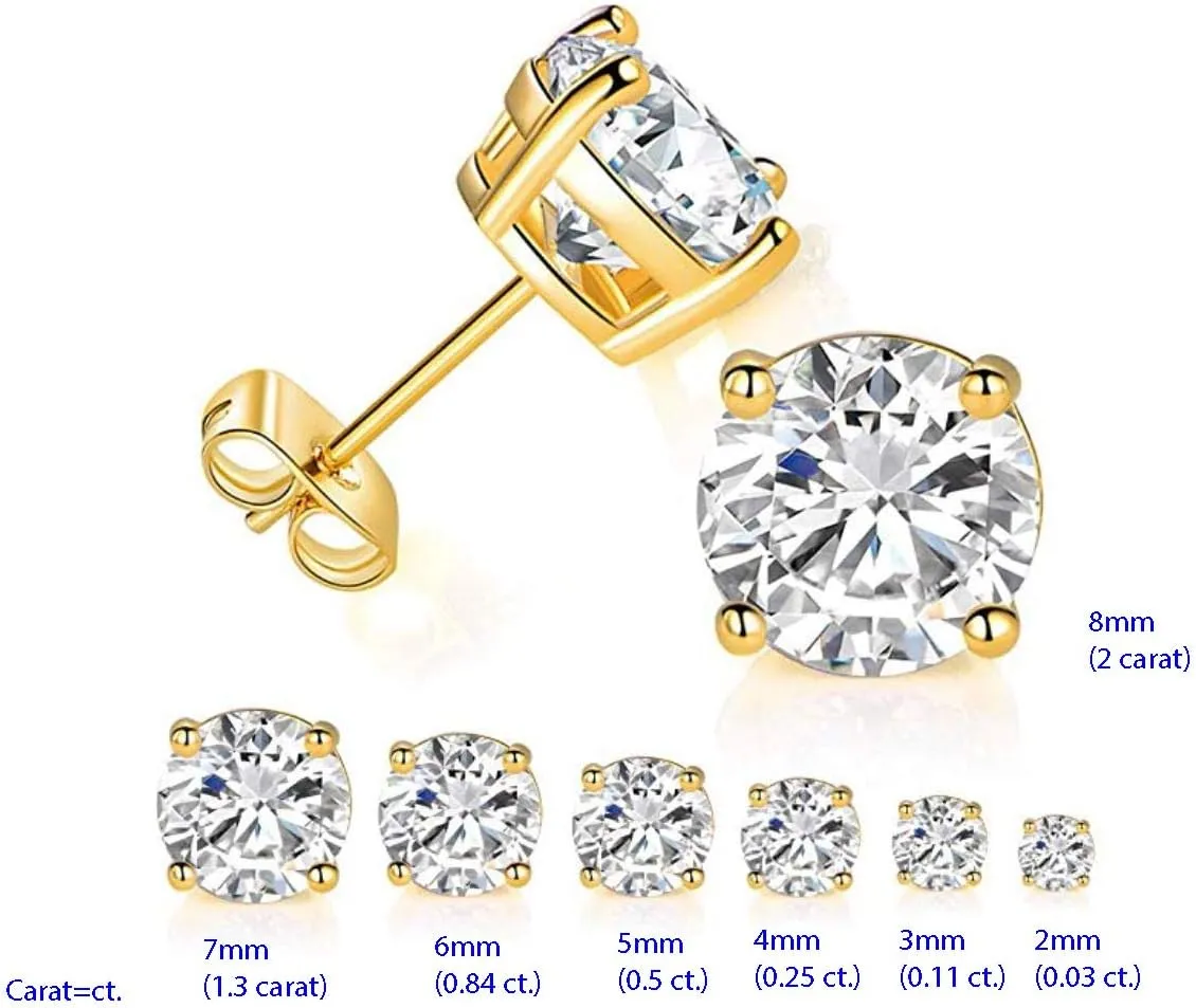 Adabele Authentic Sterling Silver Cubic Zirconia Diamond Gemstone Stud Earrings April Birthstone Hypoallergenic Nickel Free Tarnish Resistant Women Birthday Fine Jewelry