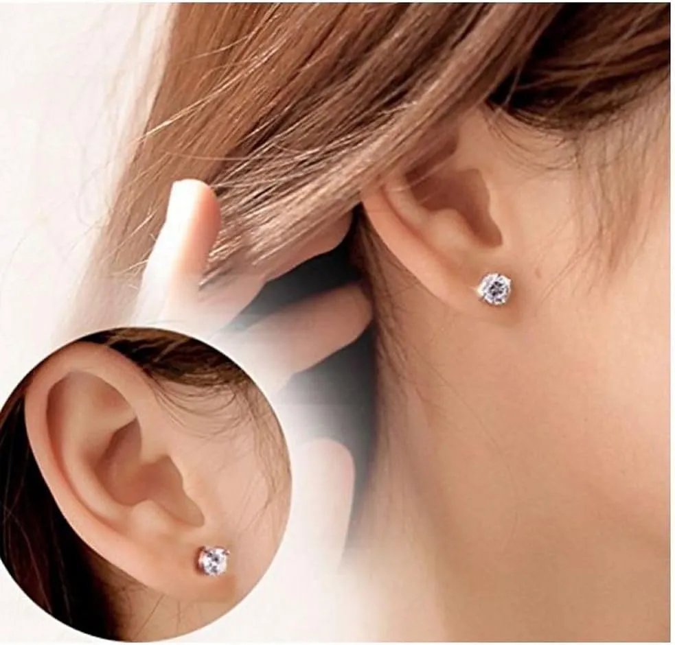 Adabele Authentic Sterling Silver Cubic Zirconia Diamond Gemstone Stud Earrings April Birthstone Hypoallergenic Nickel Free Tarnish Resistant Women Birthday Fine Jewelry