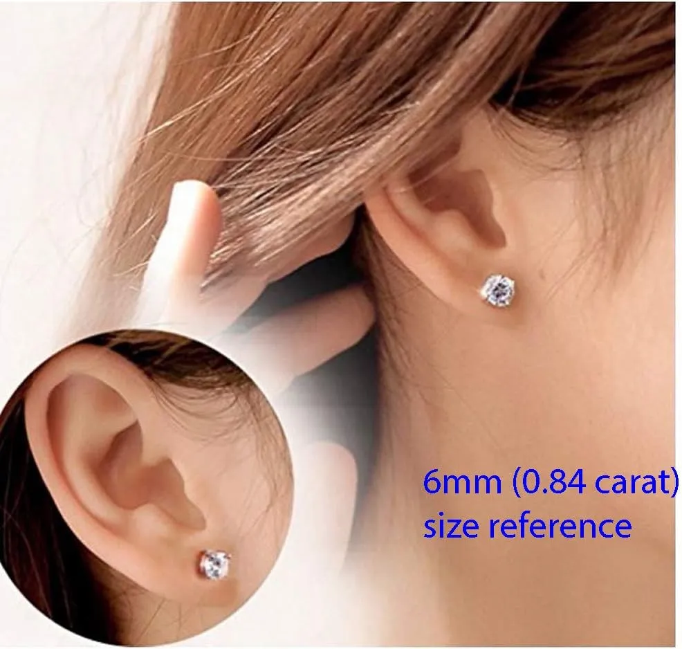 Adabele Authentic Sterling Silver Cubic Zirconia Diamond Gemstone Stud Earrings April Birthstone Hypoallergenic Nickel Free Tarnish Resistant Women Birthday Fine Jewelry