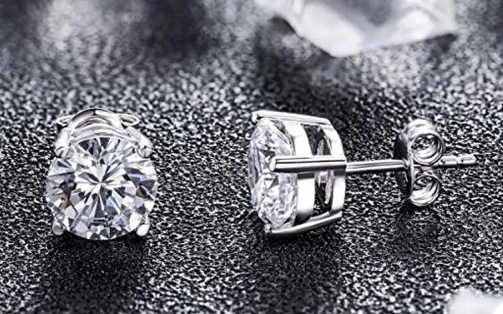 Adabele Authentic Sterling Silver Cubic Zirconia Diamond Gemstone Stud Earrings April Birthstone Hypoallergenic Nickel Free Tarnish Resistant Women Birthday Fine Jewelry