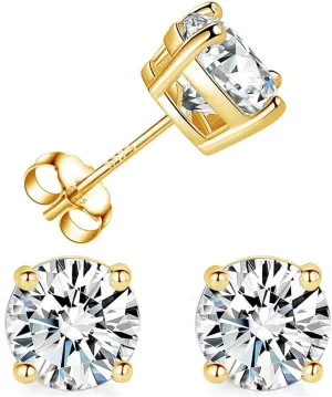 Adabele Authentic Sterling Silver Cubic Zirconia Diamond Gemstone Stud Earrings April Birthstone Hypoallergenic Nickel Free Tarnish Resistant Women Birthday Fine Jewelry