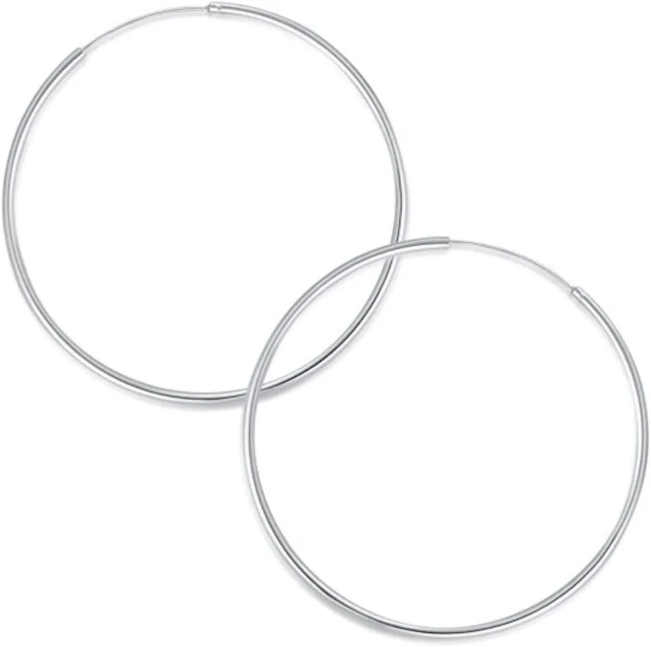 Adabele Authentic Sterling Silver Endless Round Ring Hoop Earrings 10mm Tiny to 60mm Large Thin Hypoallergenic Nickel Free Women Jewelry