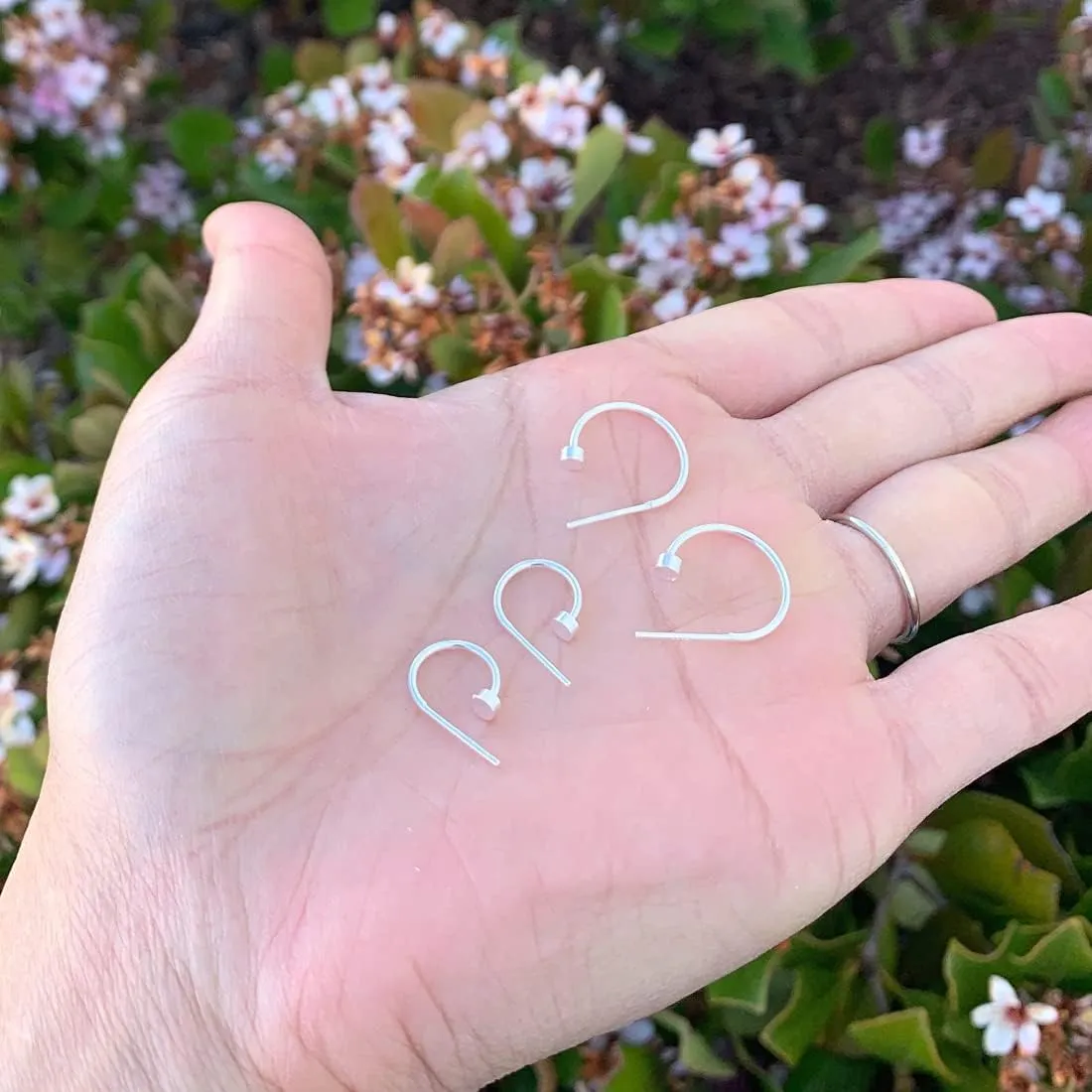 Adabele Authentic Sterling Silver Half Round C Hoop Huggie Earrings 10mm 15mm 20mm 3mm Circle Dot Hypoallergenic Nickel Free Jewelry Women Birthday Gift