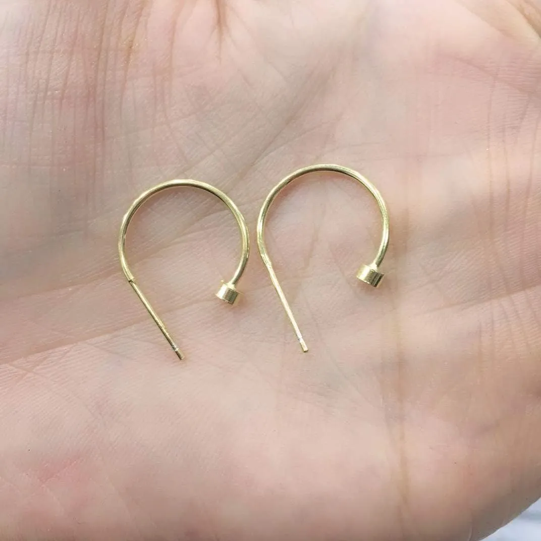 Adabele Authentic Sterling Silver Half Round C Hoop Huggie Earrings 10mm 15mm 20mm 3mm Circle Dot Hypoallergenic Nickel Free Jewelry Women Birthday Gift