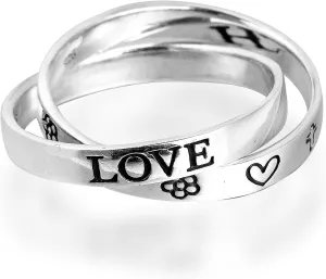 AeraVida Love Hope Faith' Interconnected Double Band .925 Sterling Silver Ring | Women's Sterling Silver Rings | Women's Fashion Band Rings | Silver Band Rings | Sterling Silver Band Rings For Women