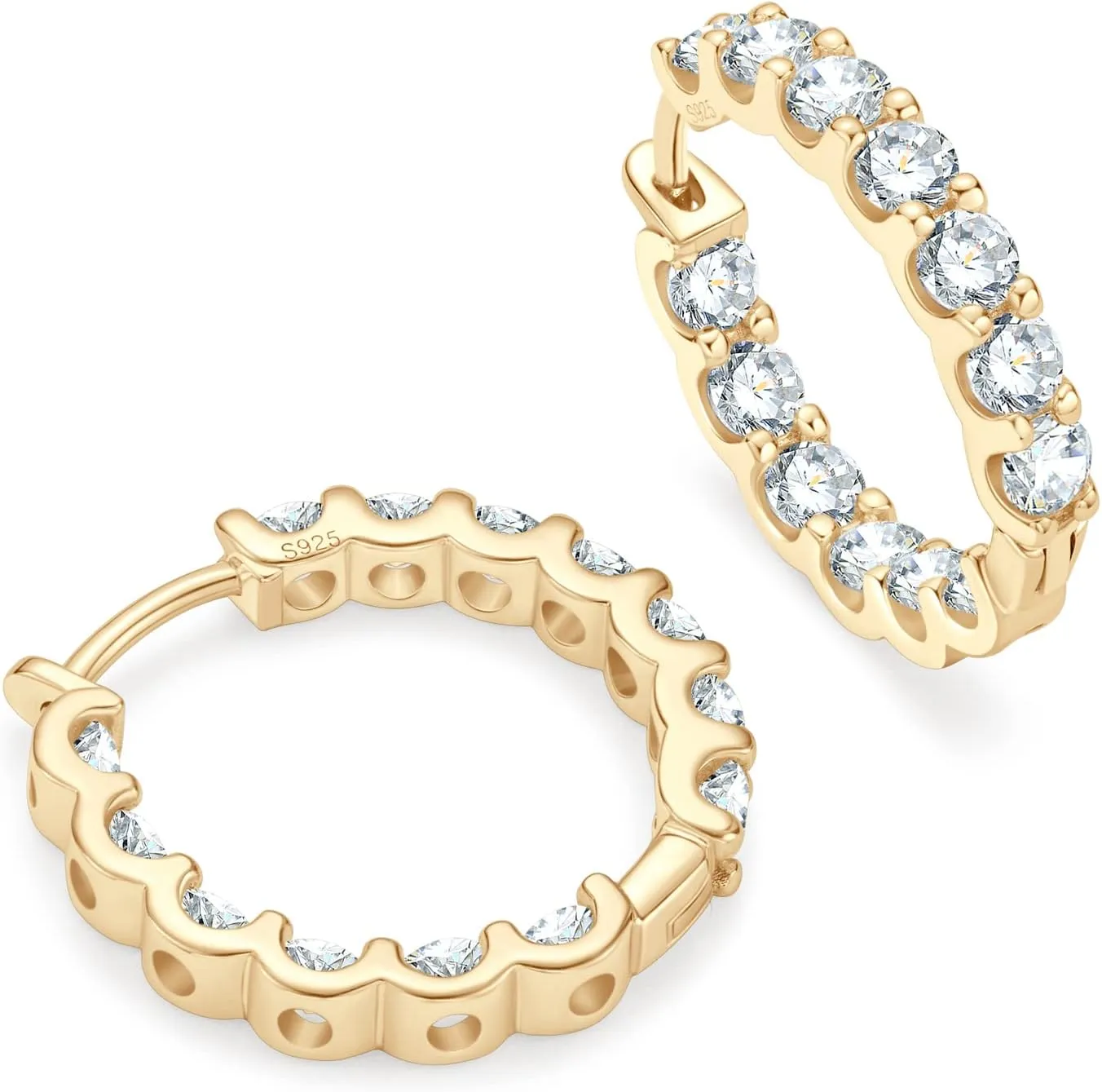 AINUOSHI Moissanite Hoop Earrings for Women, D-E Color Moissanite, Hypoallergenic 18K White Gold/14K Yellow Gold Plated 925 Sterling Silver, GRA Certified Authenticity, Jewelry Box Packed, Jewelry Gifts for Wife Girlfriend