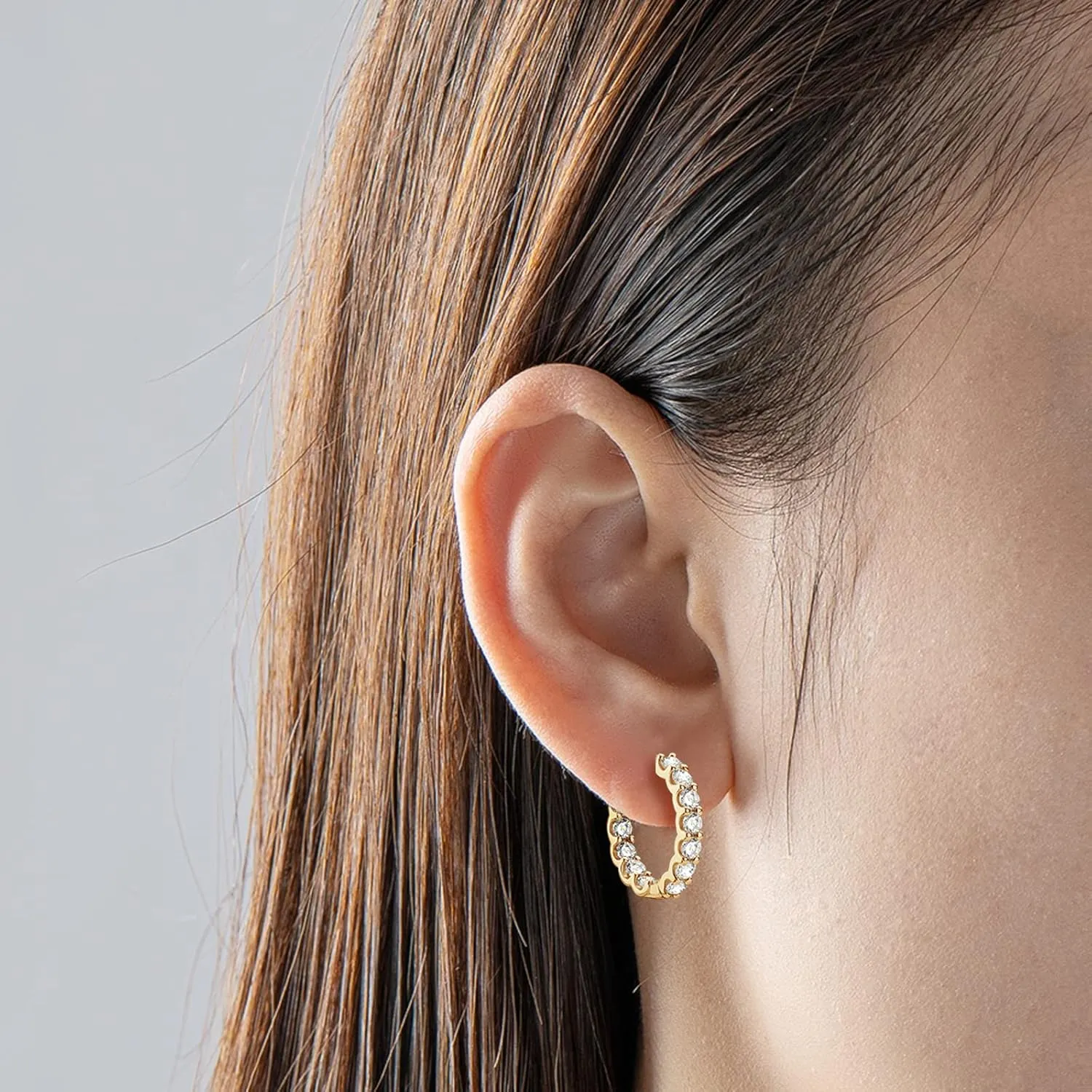 AINUOSHI Moissanite Hoop Earrings for Women, D-E Color Moissanite, Hypoallergenic 18K White Gold/14K Yellow Gold Plated 925 Sterling Silver, GRA Certified Authenticity, Jewelry Box Packed, Jewelry Gifts for Wife Girlfriend