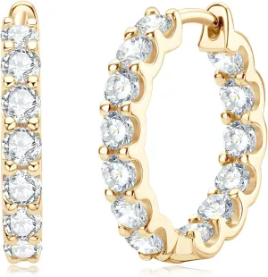 AINUOSHI Moissanite Hoop Earrings for Women, D-E Color Moissanite, Hypoallergenic 18K White Gold/14K Yellow Gold Plated 925 Sterling Silver, GRA Certified Authenticity, Jewelry Box Packed, Jewelry Gifts for Wife Girlfriend