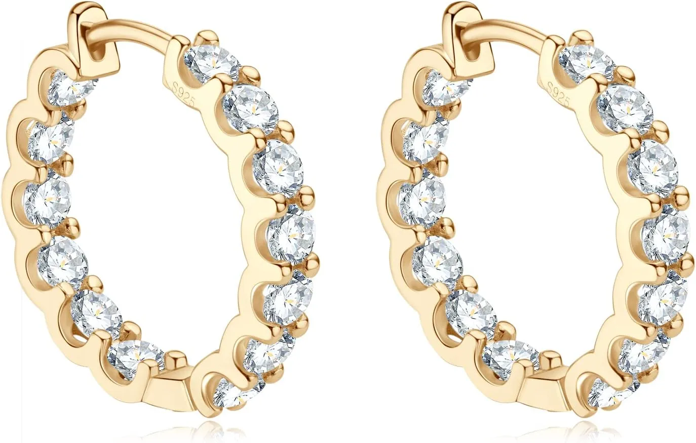 AINUOSHI Moissanite Hoop Earrings for Women, D-E Color Moissanite, Hypoallergenic 18K White Gold/14K Yellow Gold Plated 925 Sterling Silver, GRA Certified Authenticity, Jewelry Box Packed, Jewelry Gifts for Wife Girlfriend