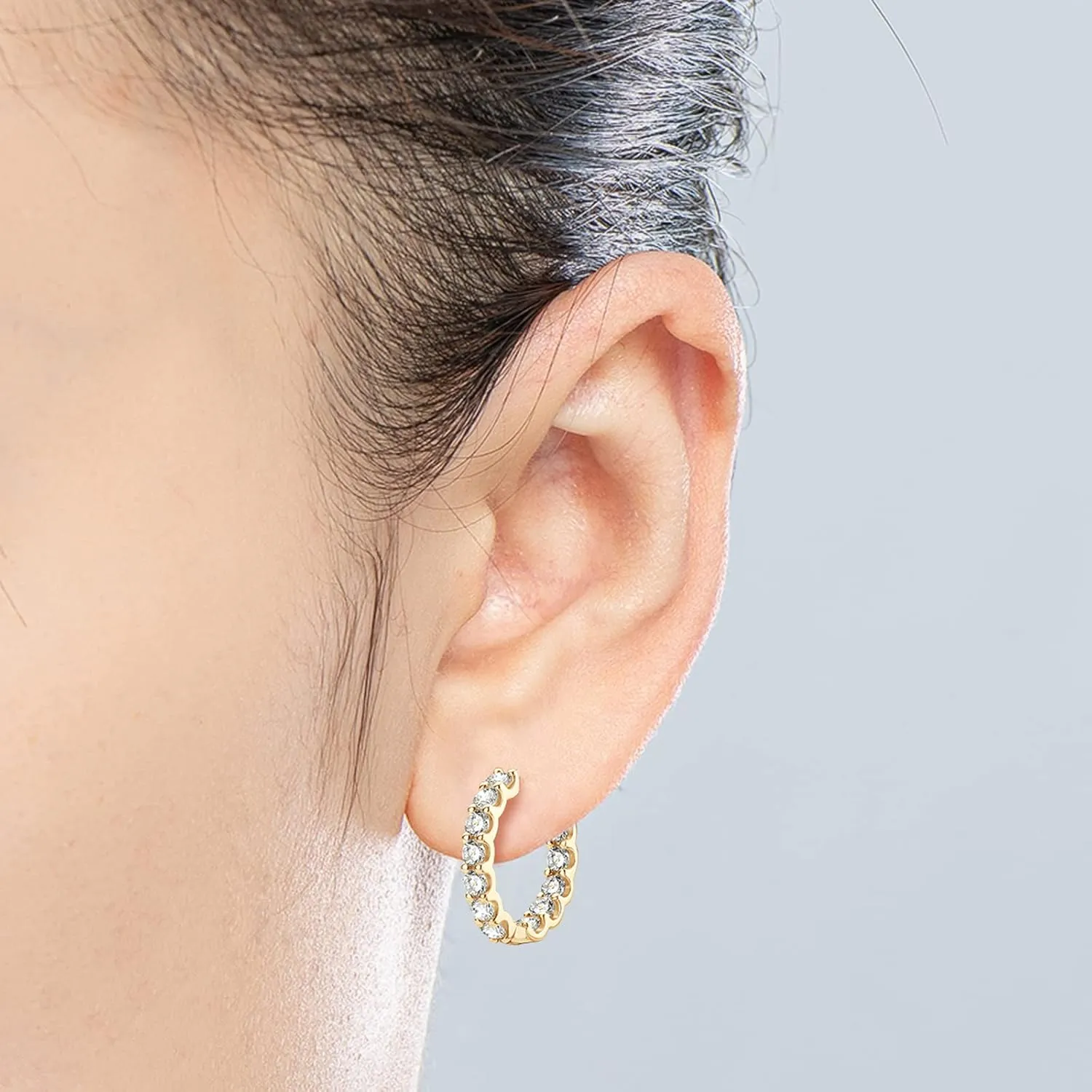 AINUOSHI Moissanite Hoop Earrings for Women, D-E Color Moissanite, Hypoallergenic 18K White Gold/14K Yellow Gold Plated 925 Sterling Silver, GRA Certified Authenticity, Jewelry Box Packed, Jewelry Gifts for Wife Girlfriend