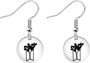 AKTAP Korean-pop Flower Jewelry Bangtan Gifts Boy Group Merchandise Earrings for Korean Group Fan (Korean-pop Flower Earrings)
