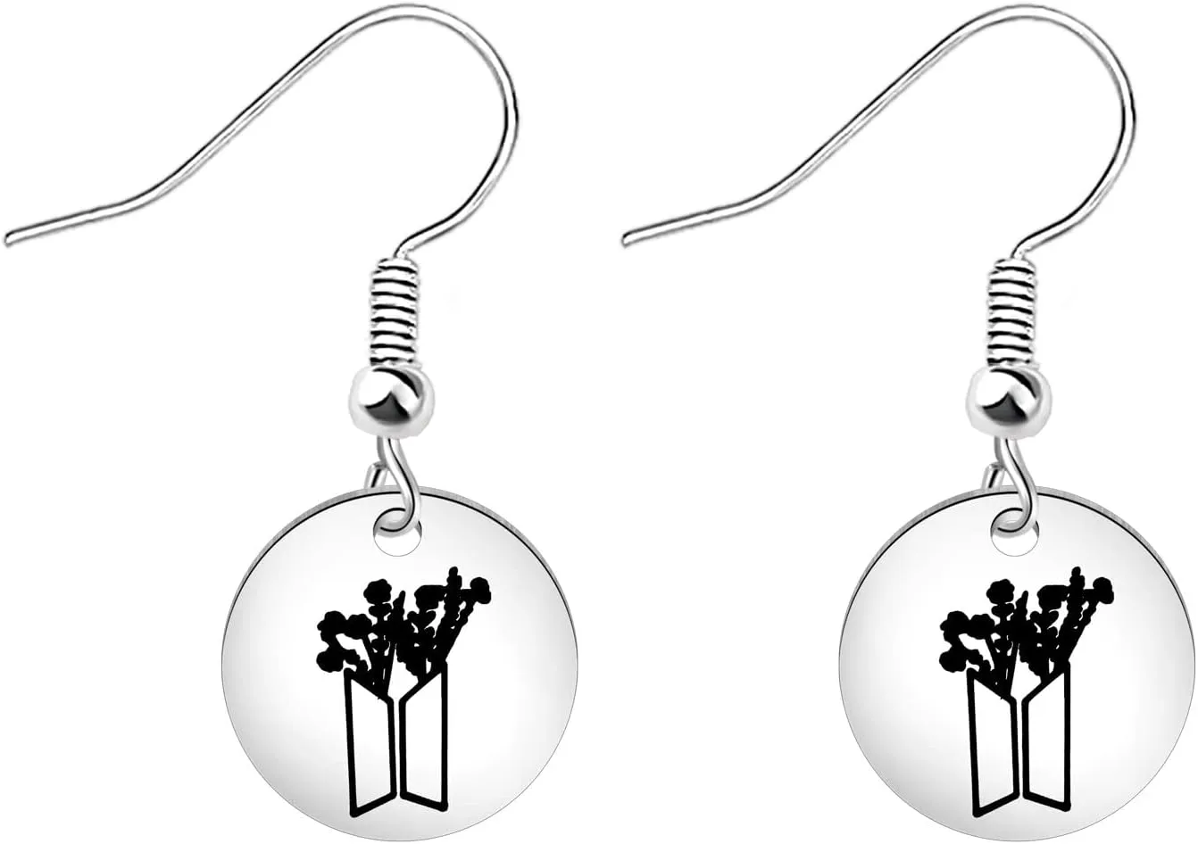 AKTAP Korean-pop Flower Jewelry Bangtan Gifts Boy Group Merchandise Earrings for Korean Group Fan (Korean-pop Flower Earrings)