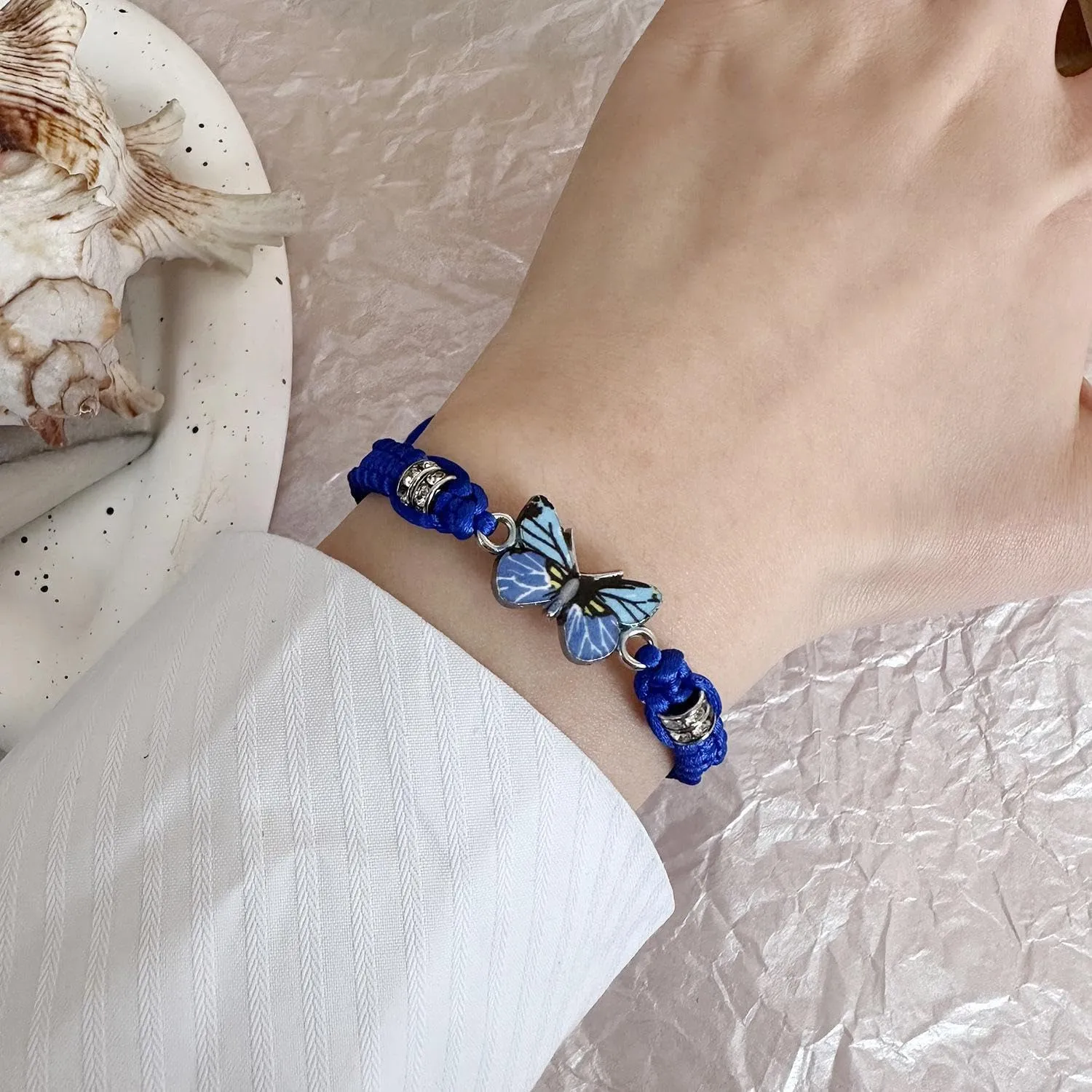 Always Believe in Yourself Butterfly Bracelet - Cute Charm Bracelets for Women, Adjustable Braided Rope, Lucky Friendship Matching Bracelet