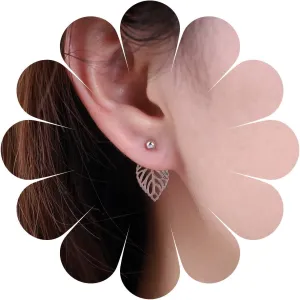 Andelaisi Boho Leaf Earrings Gold Leaf Ear Jacket Earrings Vintage Leaf Studs Earrings Minimalist Leaf Front Back Earrings Jewelry for Women