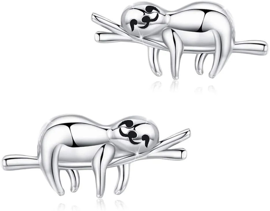 Animal Earrings 925 Sterling Silver Cute Panda/Koala/Sloth Stud Earrings Animal Jewelry Gift for Women Girls Hypoallergenic Earrings for Sensitive Ears