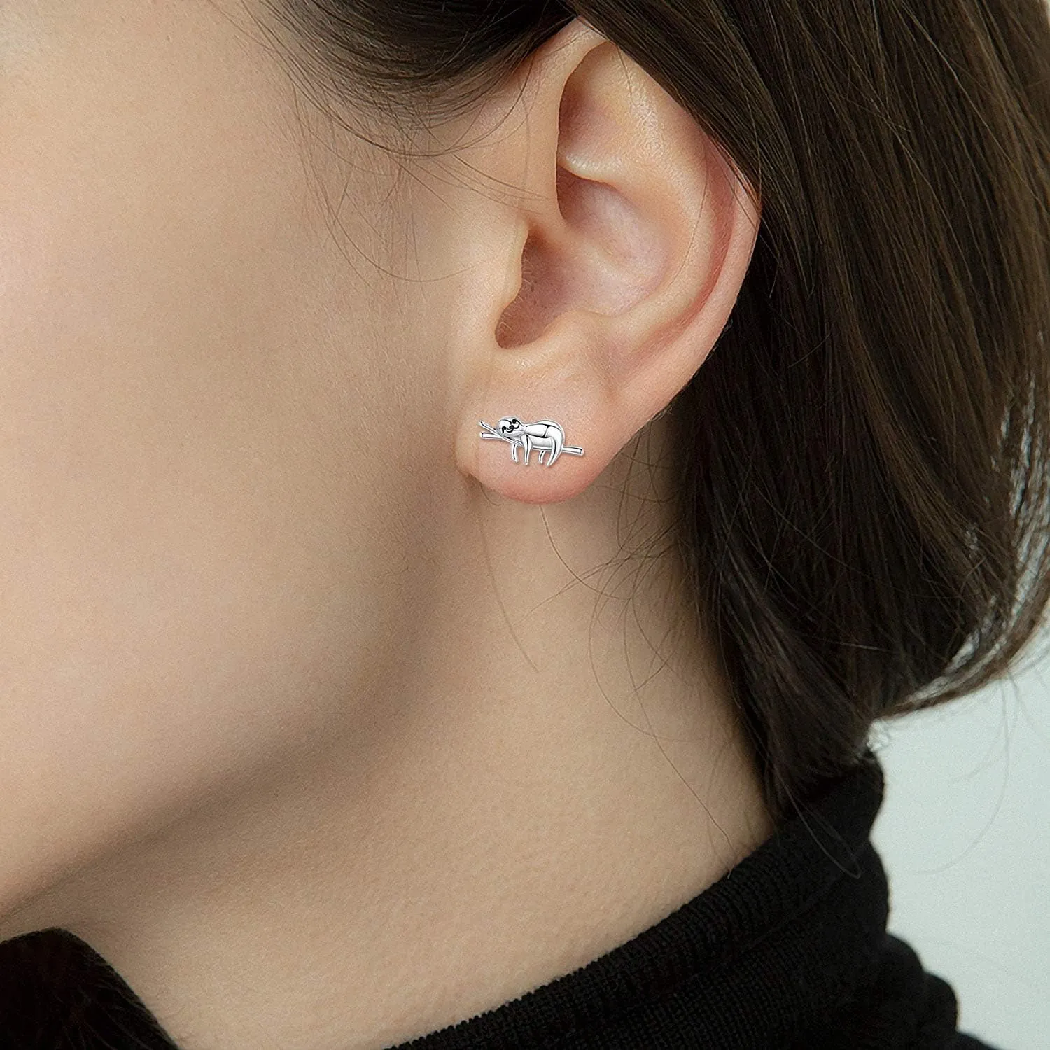 Animal Earrings 925 Sterling Silver Cute Panda/Koala/Sloth Stud Earrings Animal Jewelry Gift for Women Girls Hypoallergenic Earrings for Sensitive Ears