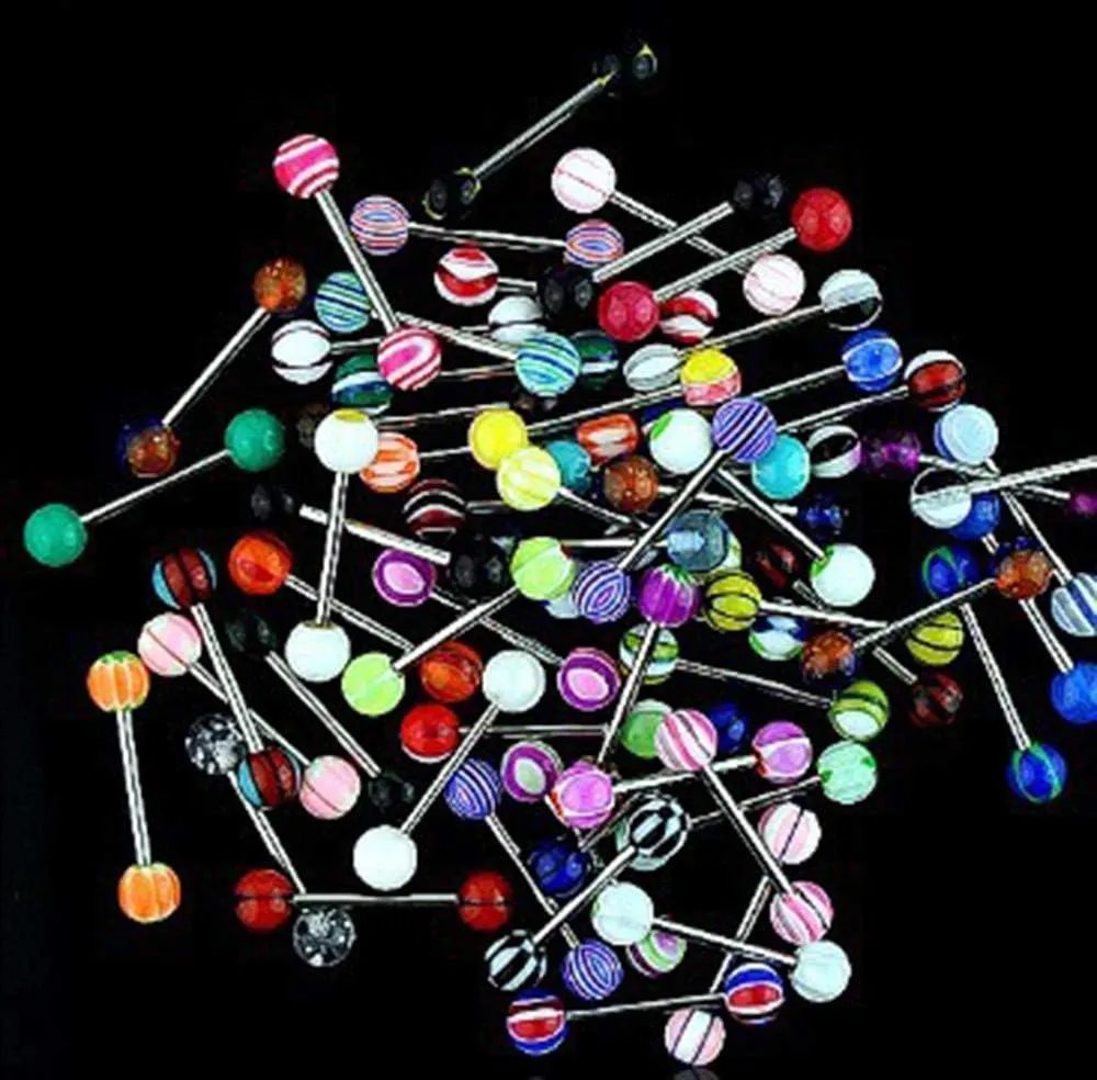 Anklet String Piercing Bars Tongue Steel Ball 50PCS Rings Cosmetic Colorful Stainless Barbell Navel (Random, One Size)