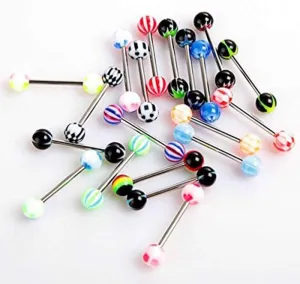 Anklet String Piercing Bars Tongue Steel Ball 50PCS Rings Cosmetic Colorful Stainless Barbell Navel (Random, One Size)