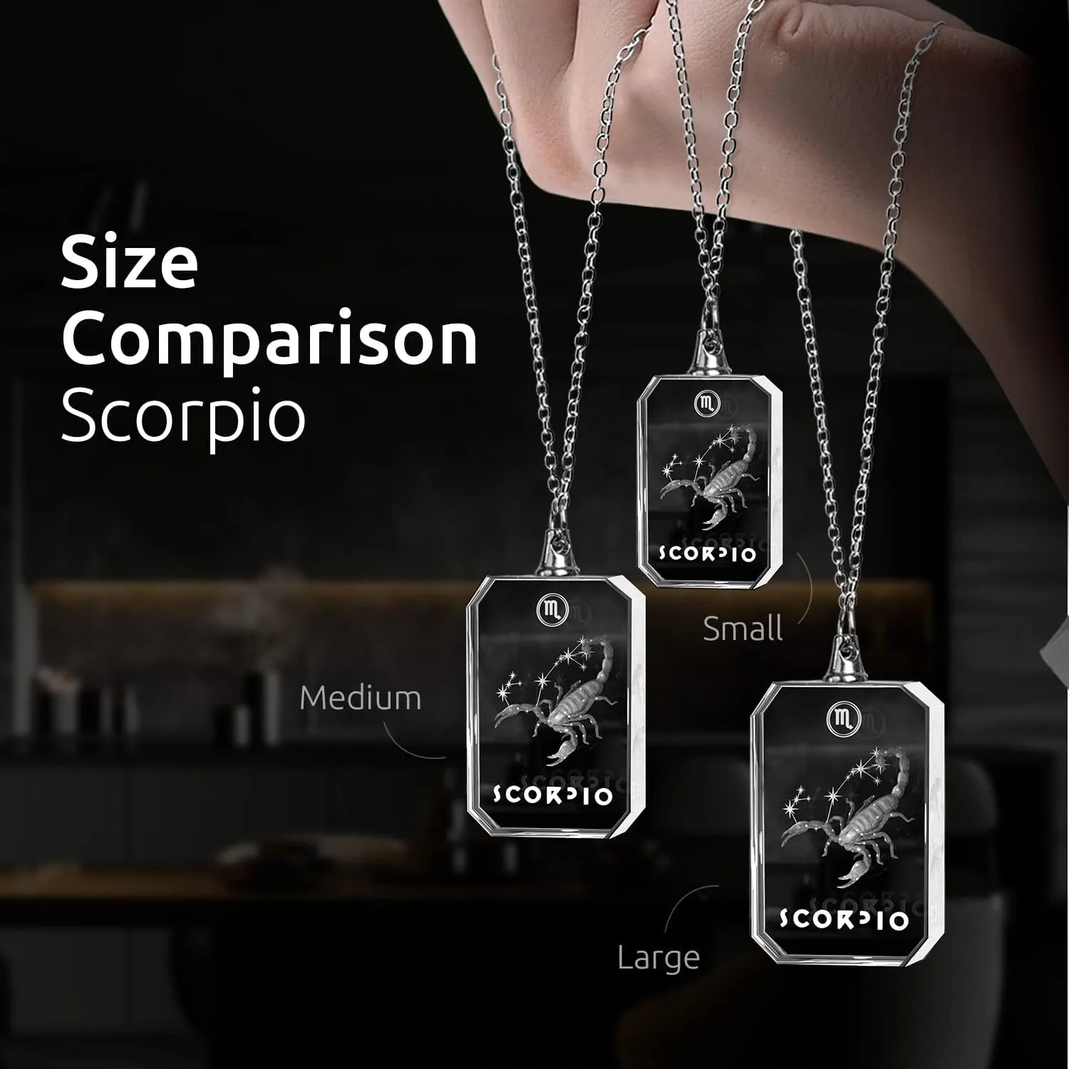 ArtPix 3D Zodiac Sign Crystal Necklace Gifts, 3D Laser Etched Engraved Zodiac Symbol Necklaces Accessories, Personalized Memorial Birthday Gifts for Mom, Dad, Men, Women, Him, Her