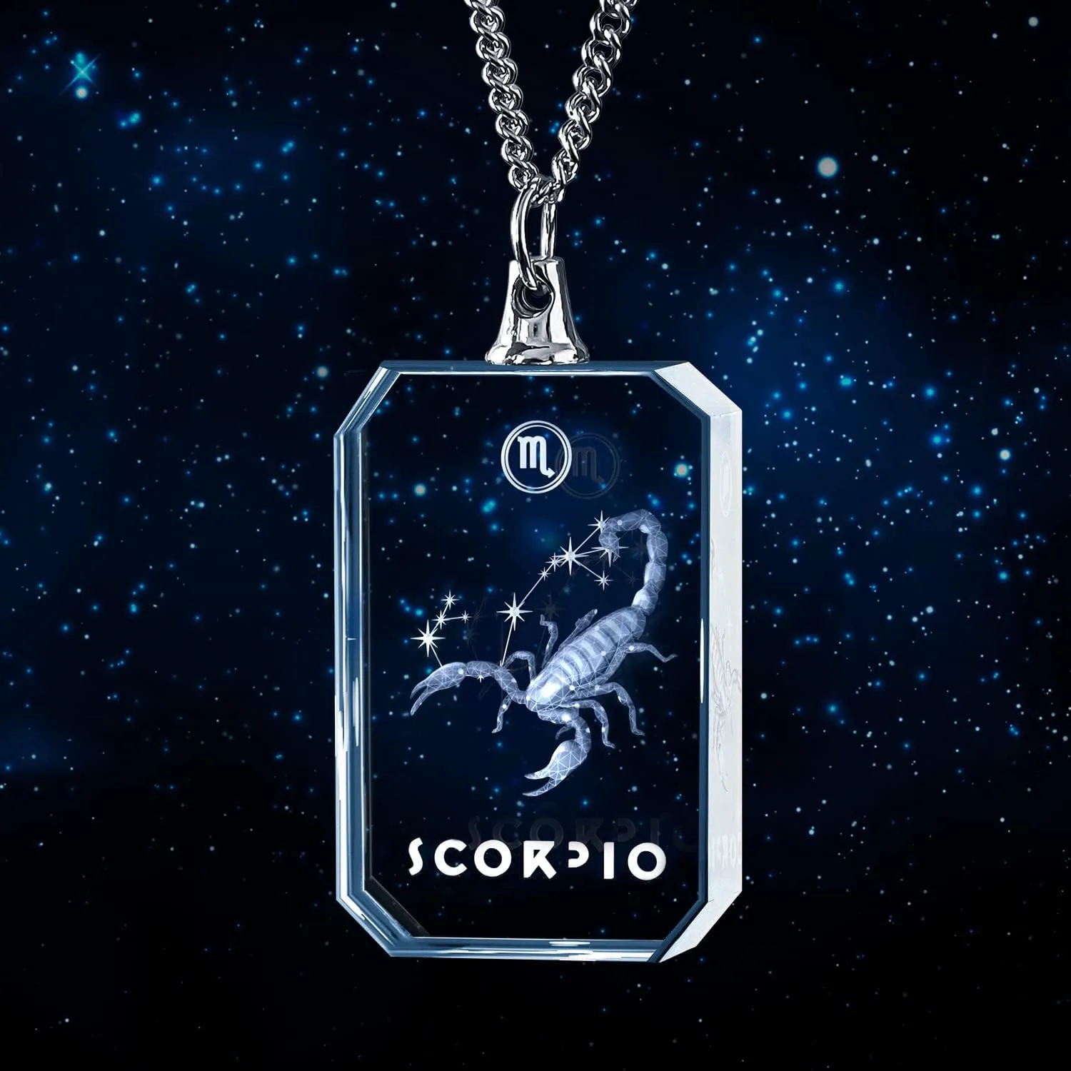 ArtPix 3D Zodiac Sign Crystal Necklace Gifts, 3D Laser Etched Engraved Zodiac Symbol Necklaces Accessories, Personalized Memorial Birthday Gifts for Mom, Dad, Men, Women, Him, Her