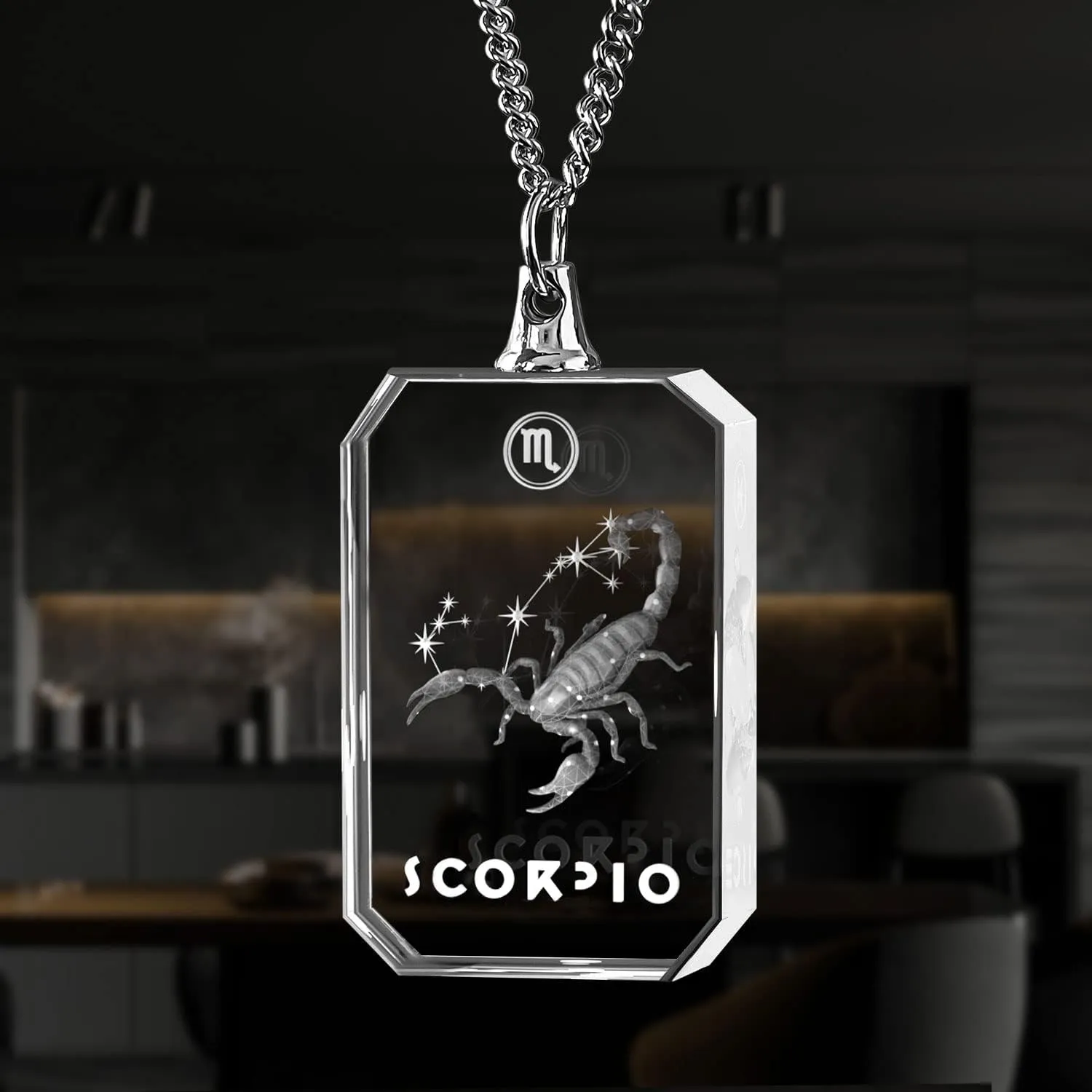 ArtPix 3D Zodiac Sign Crystal Necklace Gifts, 3D Laser Etched Engraved Zodiac Symbol Necklaces Accessories, Personalized Memorial Birthday Gifts for Mom, Dad, Men, Women, Him, Her