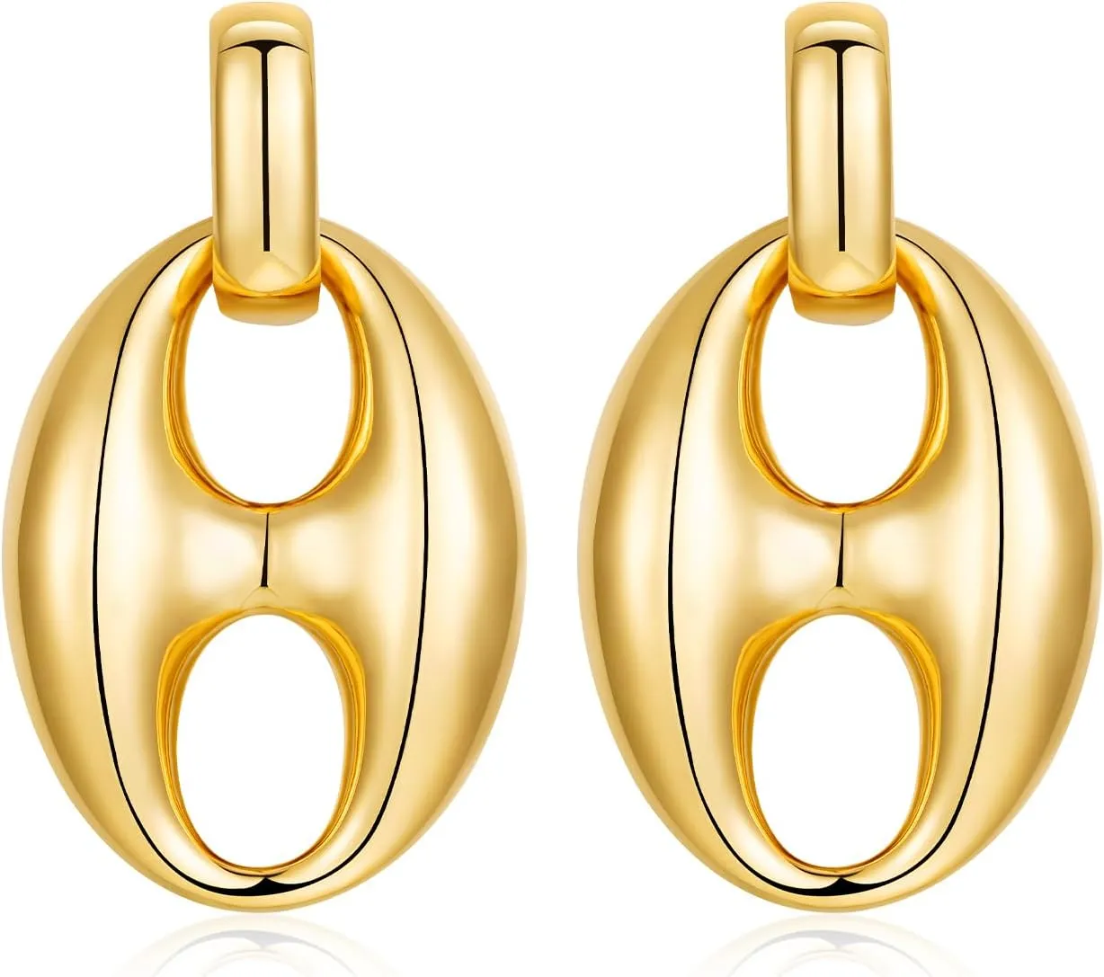 Ascona Gold/Silver Chunky Earrings for Women, Gold Plated Hoop Earrings Statement Dangle Drop Earrings Lightweight Trendy Jewelry