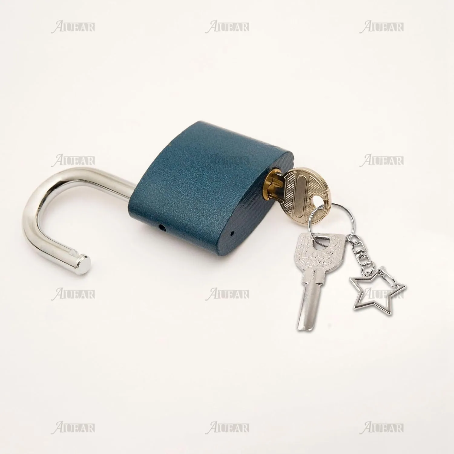 AUEAR, 60 Pack Silver Star Shaped Spring Snap Keychains Clip Metal Key Chains Pentagram Hanging