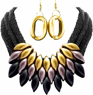 Barode African Bib Choker Necklaces Gold Statement Necklace Collar Chunky Choker National Tribal Necklace Jewelry for Women