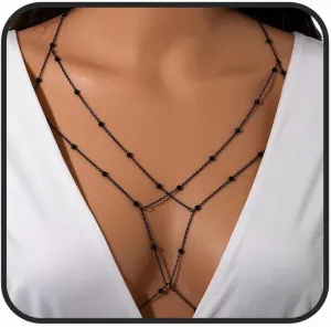 Bead Body Chains Layered Body Belly Chain Bra Bikini Chest Chain Nightclub Body Jewelry for Women