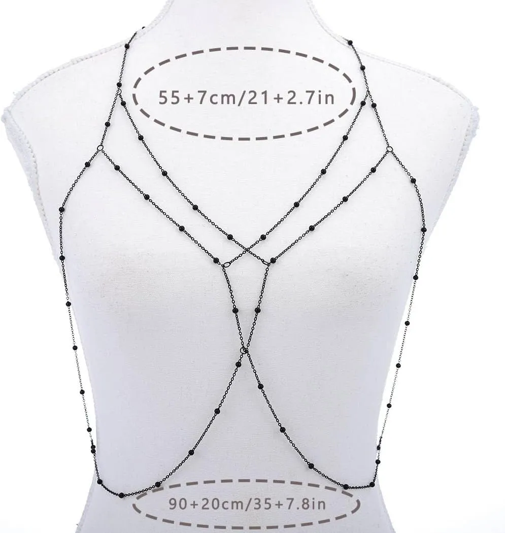 Bead Body Chains Layered Body Belly Chain Bra Bikini Chest Chain Nightclub Body Jewelry for Women