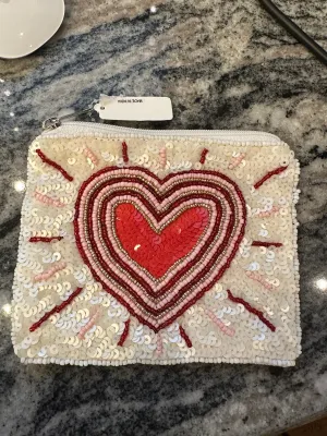Beaded Heart Burst Coin Purse